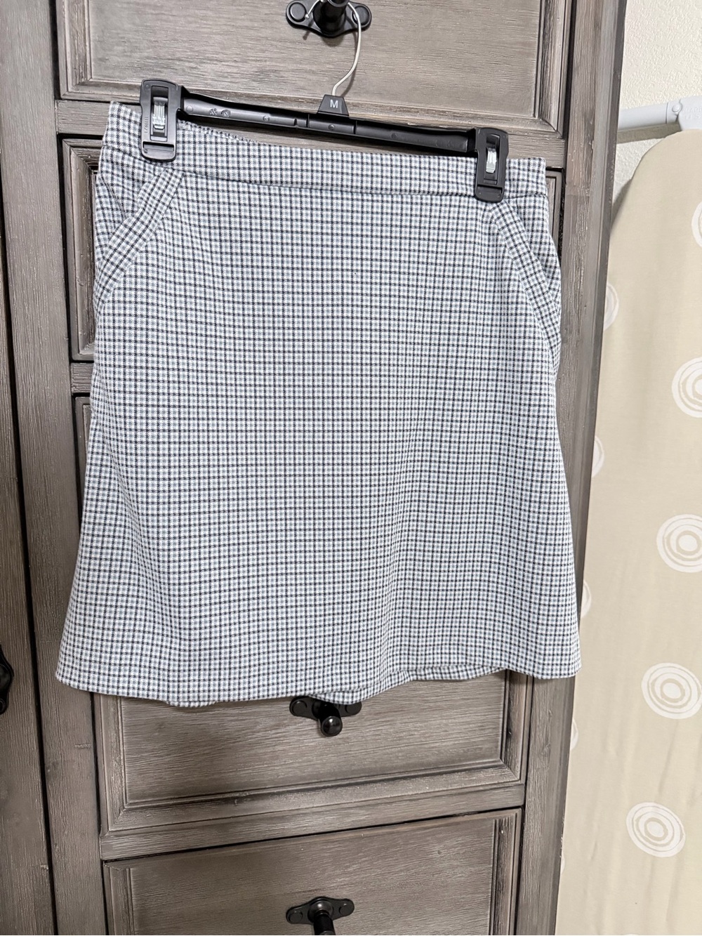 Skies Are Blue Black & White Checked Midi A-Line Skirt
